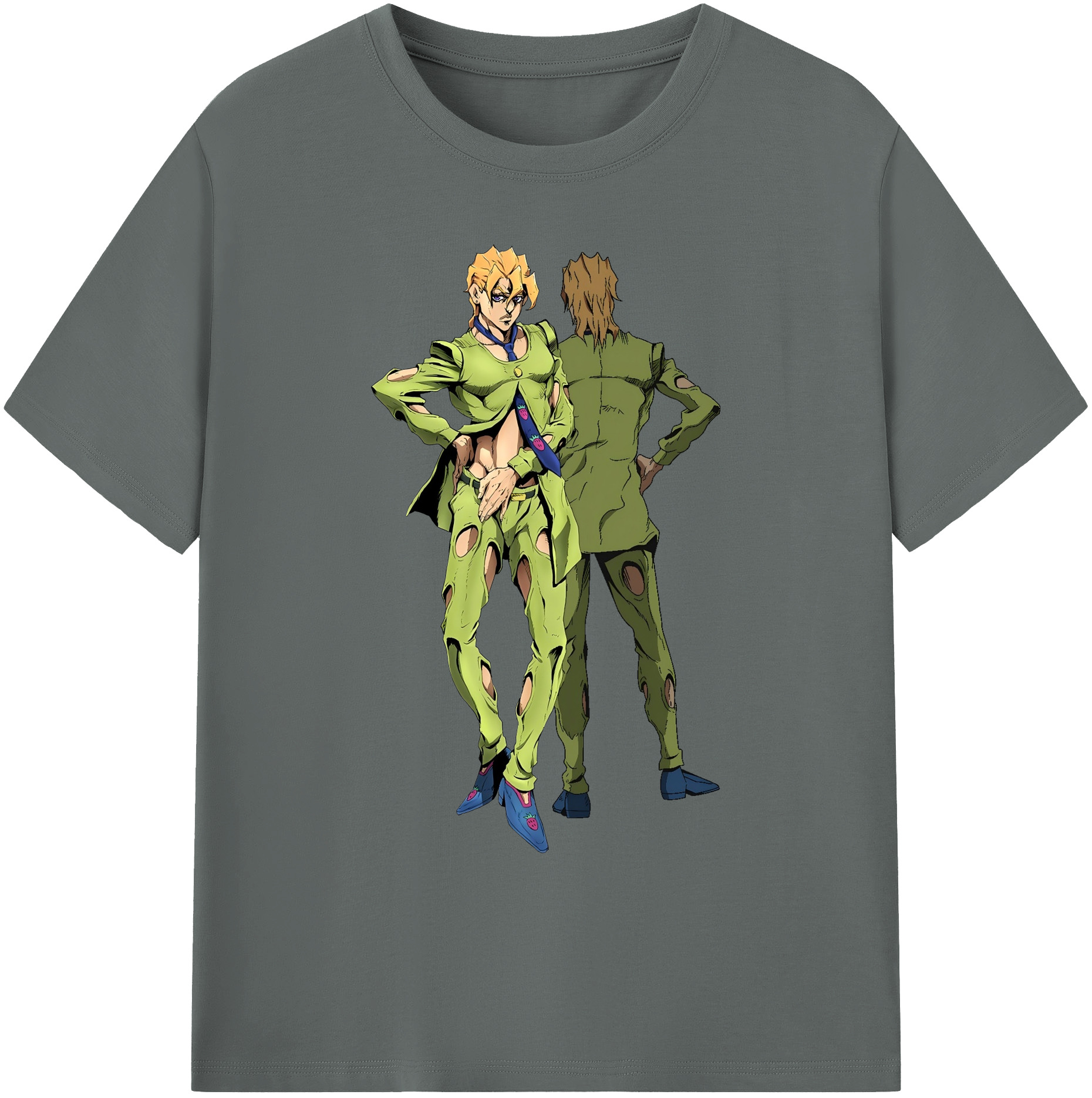 （画像用） ジョジョの奇妙な冒険 パンナコッタ?フー JoJo's Bizarre Adventure Pannacotta Fugo 綿100％ メンズ半袖Tシャツ｜肌触りやわらか＆通気性